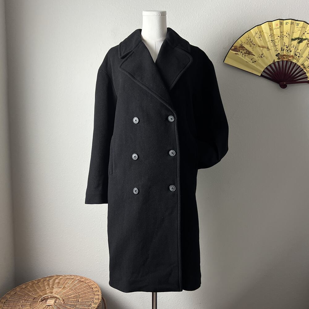 aritzia sunday best fitzroy black wool cashmere double breasted trench coat